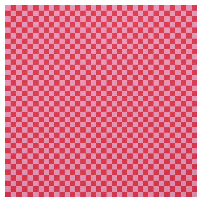 Tela .25 pulg. tablero de cheques rosa y rojo (Retal)