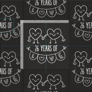 Tela 26° Aniversario Regalo Corazones de Chalk
