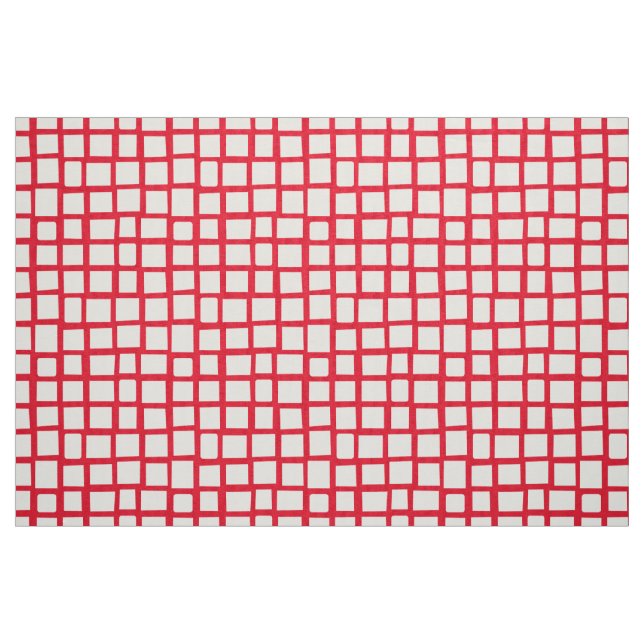 Tela 270215 Rectáreas irregulares - Blanco sobre rojo e ("Cuarto gordo" (fat quarter))