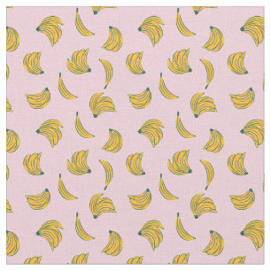 Tela (2 in) ilustraciones Guay bananeros de fondo rosa