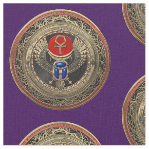 Tela [300] Scarab alado egipcio de oro sagrado con ánkh