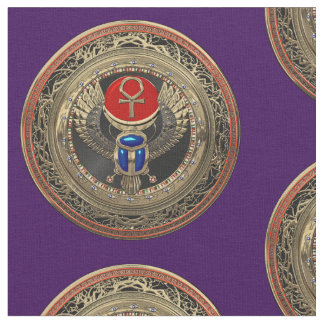 Tela [300] Scarab alado egipcio de oro sagrado con ánkh