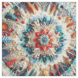 Tela 3D Bordado Aspecto Invierno Mandala Kaleidoscope