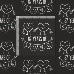 Tela 87° Aniversario Regalo Corazones de Chalk