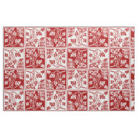 A cuadros floral bonito tejado blanco rojo del