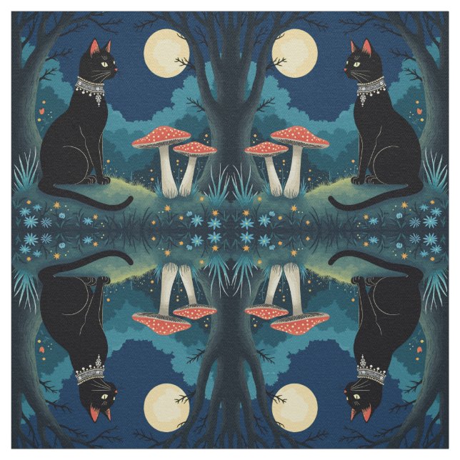 Tela A Familiar Black Cat And Toadstools Halloween 1 (Retal)