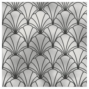 Tela Abánico de concha Art Deco negro plateado