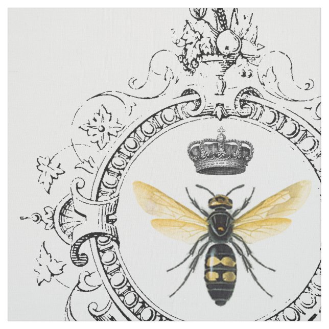 Tela Abeja reina MODERNA del francés del VINTAGE (Retal)