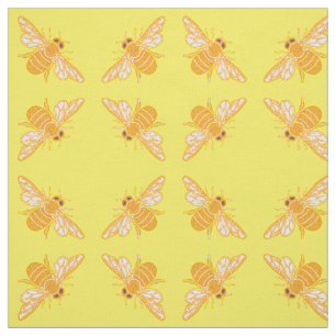 Tela Abejas de miel con patrón de diamante en amarillo 