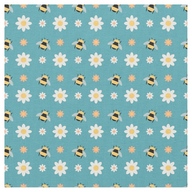 Tela Abejas y flores (De cerca)