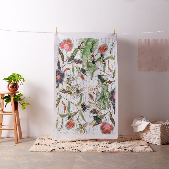 Tela Abejas y flores francesas antiguas modernas (In Situ)