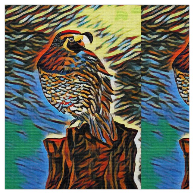 Tela Abstract Colorful Quail (Retal)