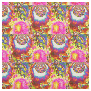 Tela Abstract funky floral Campos de girasol