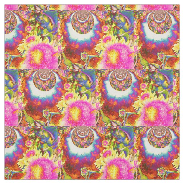 Tela Abstract funky floral Campos de girasol (Retal)