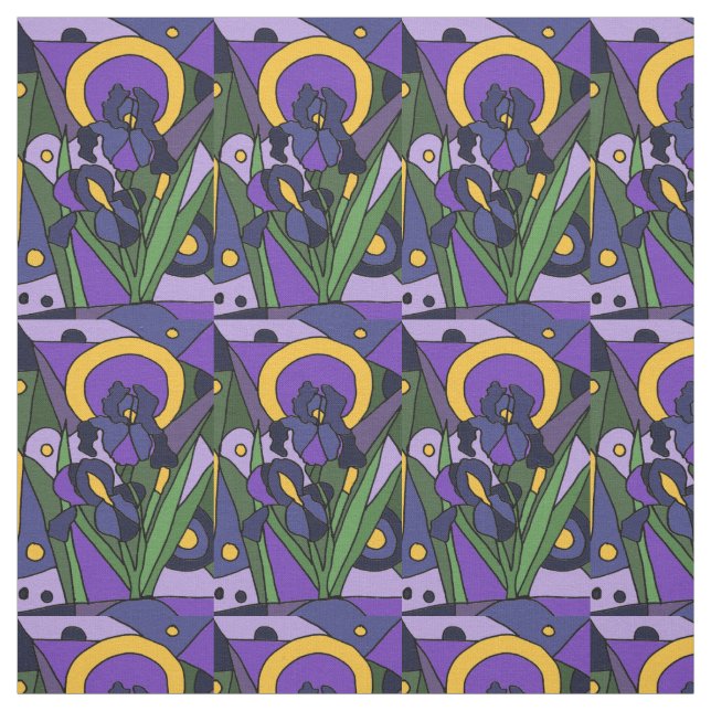 Tela abstracta floral del iris azul (Retal)