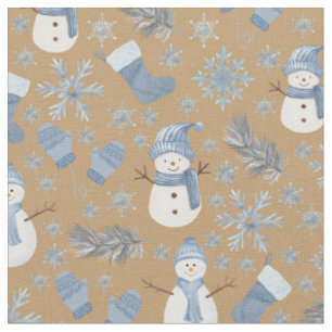 Tela Acogedor invierno azul en Wood Brown
