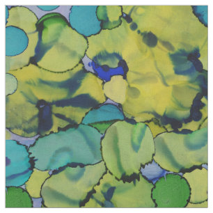 Tela Acuarela abstracta verde azul turquesa