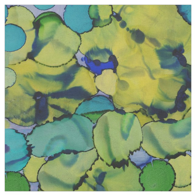 Tela Acuarela abstracta verde azul turquesa (Retal)