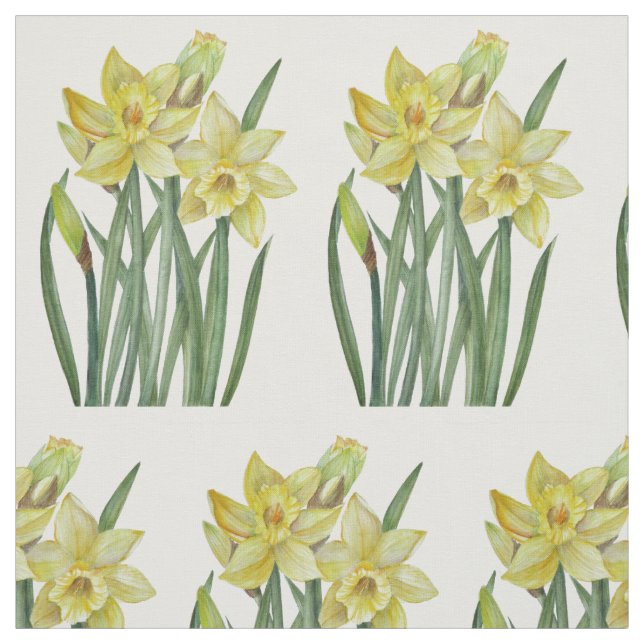 Tela Acuarela Amarillo Daffodils Ilustracion Botánico (Retal)