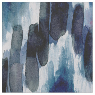 Tela Acuarela Chevron azul Ikat
