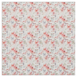 Tela Acuarela Coral Floral Suave Botánica Romántica
