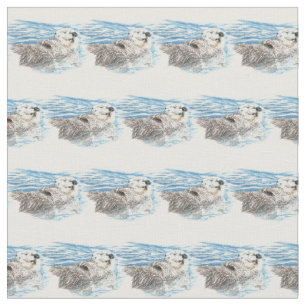 Tela Acuarela Cuidada Pequeña Otter Animal Art