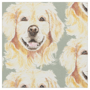 Tela Acuarela Cute Golden Retriever Dog Animal Print