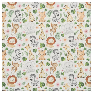 Tela Acuarela Cute Safari Animales para Niños
