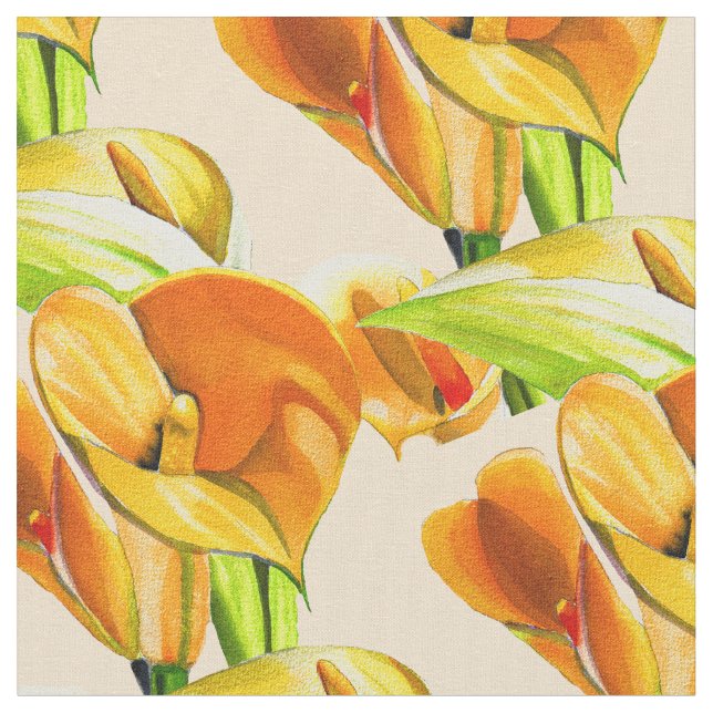 Tela acuarela de Calla lily naranja (De cerca)