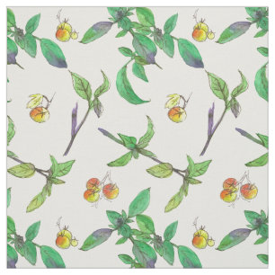 Tela Acuarela de hierbas de albahaca de tomates