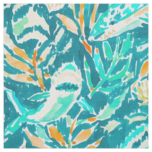 Tela Acuarela de la vida del océano del Aquamarine de (Retal)