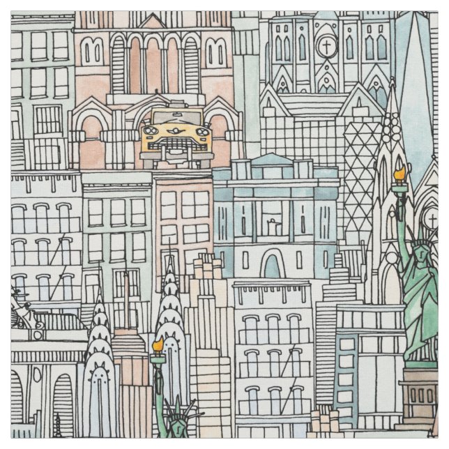 Tela Acuarela de Nueva York (Retal)