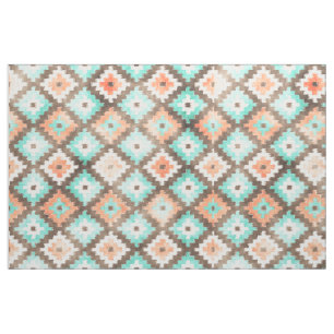 Tela Acuarela de patrón de mosaico Kilim étnico moderno