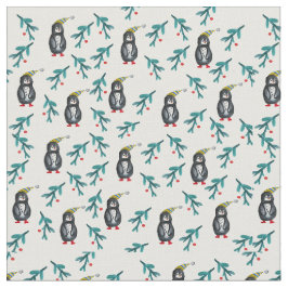 Tela Acuarela de Pingüinos de Tiempo de navidades