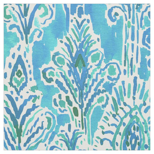 Tela Acuarela elegante intrépida DE LUJO de Boho Ikat (Retal)