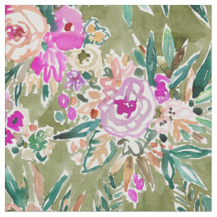 Tela Acuarela floral tropical de la VIDA ENORME