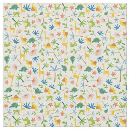 Tela Acuarela jungla animal salvaje jirafa safari niños