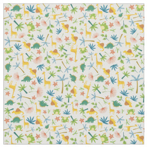 Tela Acuarela jungla animal salvaje jirafa safari niños