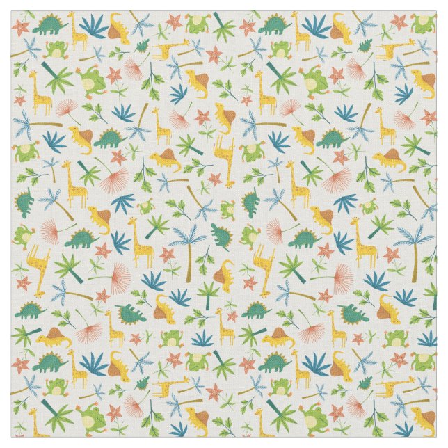 Tela Acuarela jungla animal salvaje jirafa safari niños (De cerca)