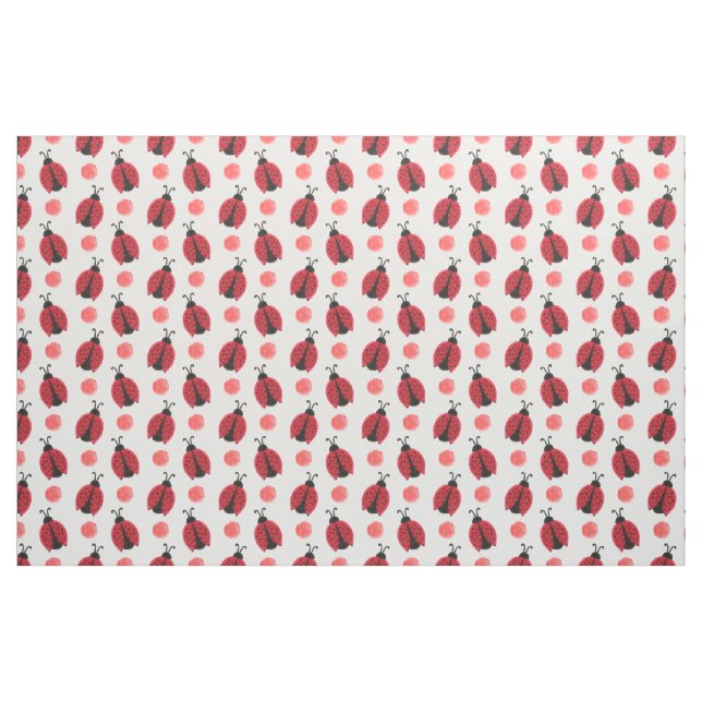 Tela acuarela lindo ladybugs rojo polkadots ("Cuarto gordo" (fat quarter))