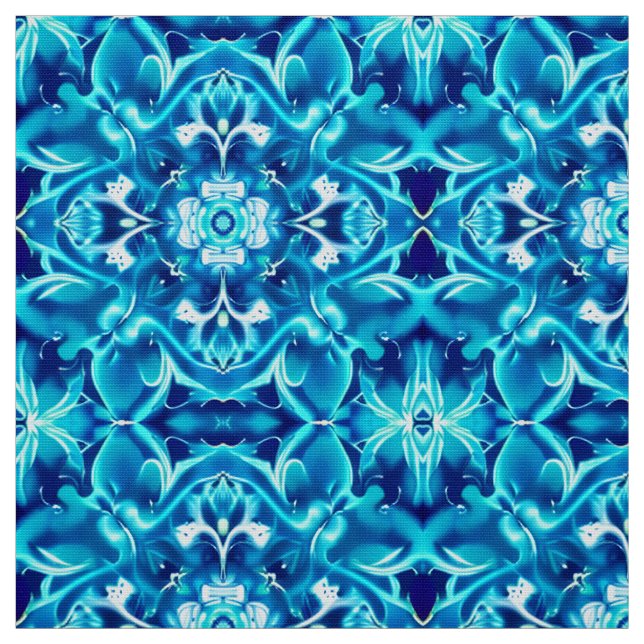 Tela Acuarela Mandala Flor en tonos azul índigo (Retal)