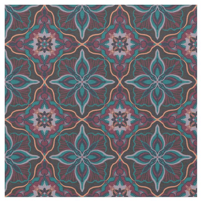 Tela Acuarela Marroquí Boho Tile Geométrico (De cerca)