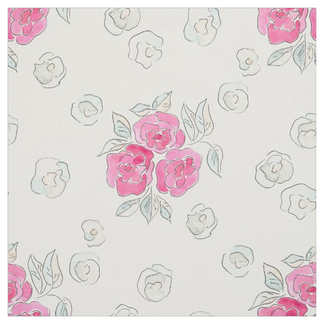 Tela Acuarela. Rosas rosas. (Retal)