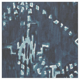 Tela Acuarela tribal por satélite de Ikat del añil