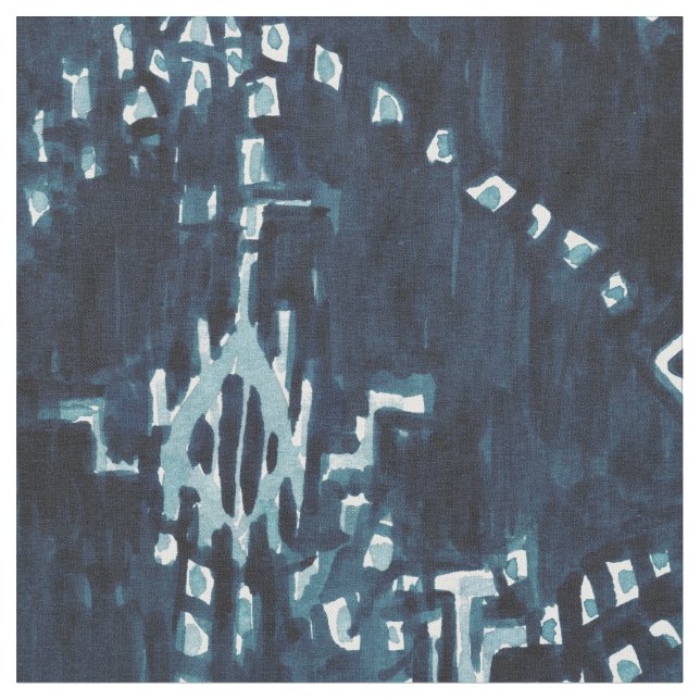 Tela Acuarela tribal por satélite de Ikat del añil (De cerca)