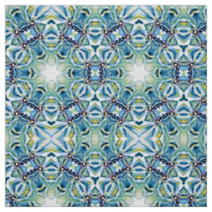 Tela Acuarela Verde Salvia Azul Persa Artdeco