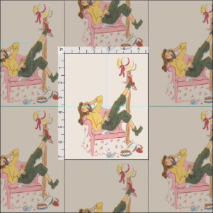 Tela Adolescente retro en la impresión inspirada