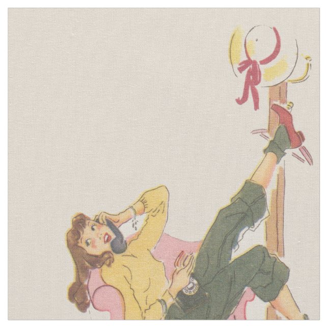 Tela Adolescente retro en la impresión inspirada (De cerca)