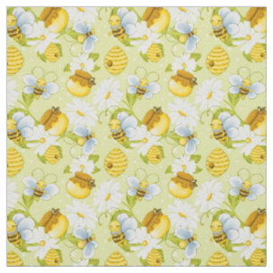 Tela adorable patrón de abejas con azulejos