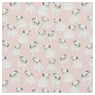 Tela Adorable pug sobre fondo rosado